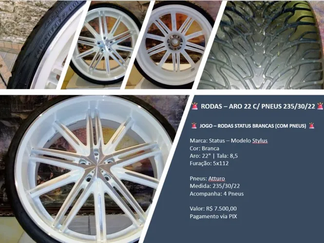 Rodas Aro 22 Com Pneus Atturo