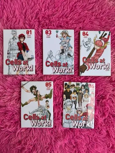 Lote Mangá Cells At Work! Volumes 1, 3, 4, 5 e 6 (Parcialmente Novos)