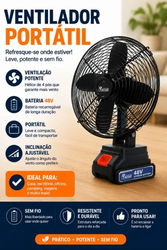 Ventilador Portátil 48V Sem Fio