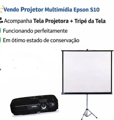 Projetor Multimídia Epson S10 POWER LITE com controle remoto + bolsa + tela + tripé