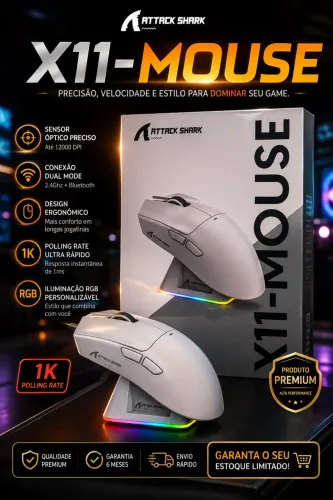 Mouse sem fio gamer attack shark