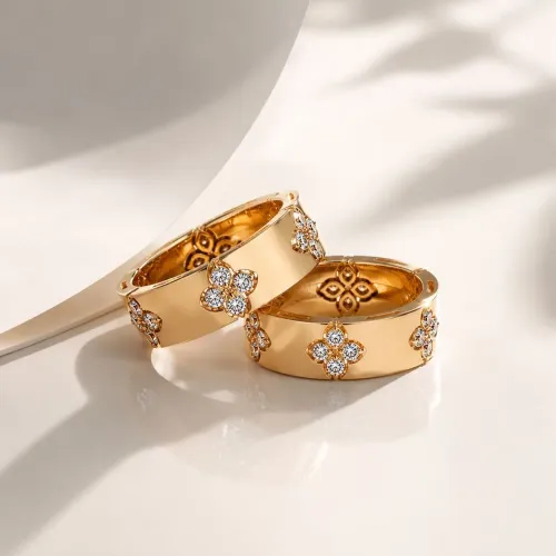 Par de Alianças Floral Diamond em Ouro 18K 750