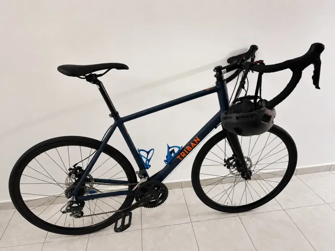 Bicicleta Adulto de Ciclismo Estrada RC120 Disc 2x8 Triban - Com capacete