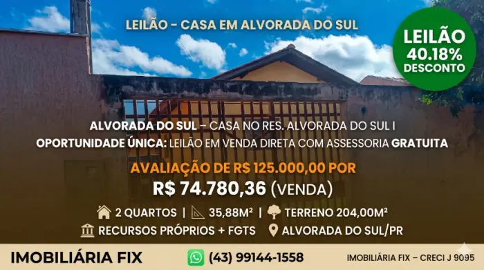 ? ALVORADA DO SUL - Casa no Res. Alvorada do Sul I