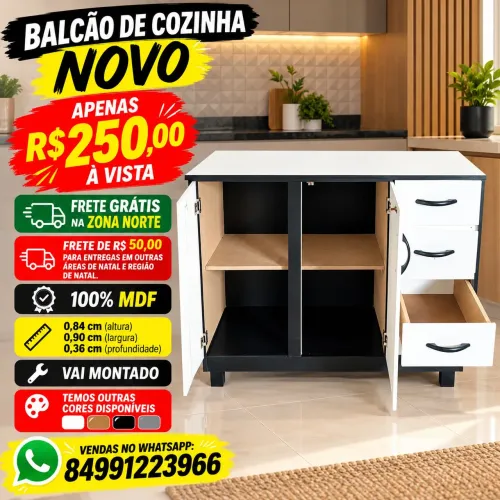 Vai comprar um balcão de cozinha? Temos esse novo.