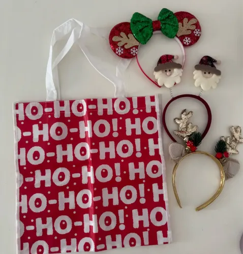 Kit tiaras natalina + sacola nova de Natal