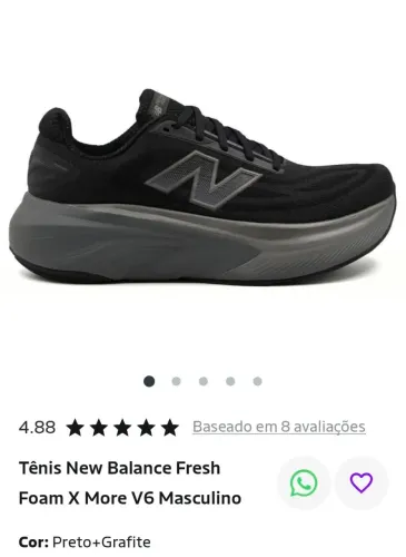 Tênis New Balance fresh foam more V6 preto 41