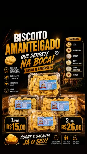 Biscoito amanteigado e doce de leite sabores 