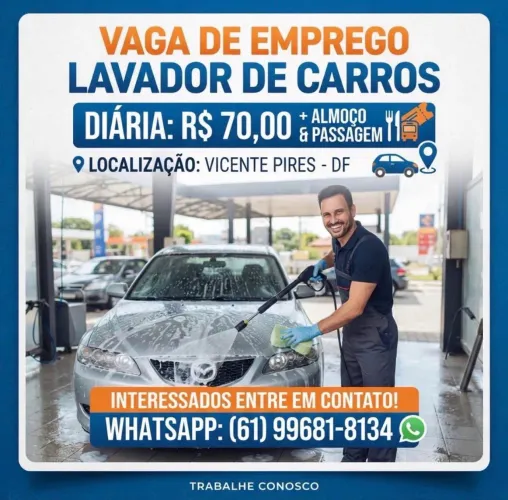 Vaga de emprego lavador de carro