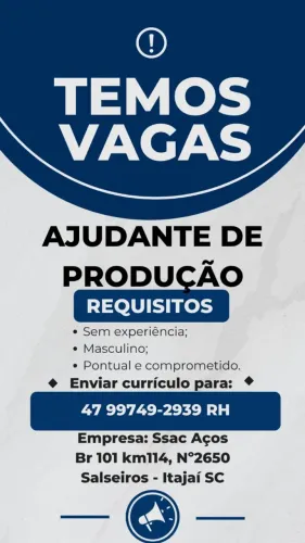 AJUDANTE DE PRODUÇÃO
