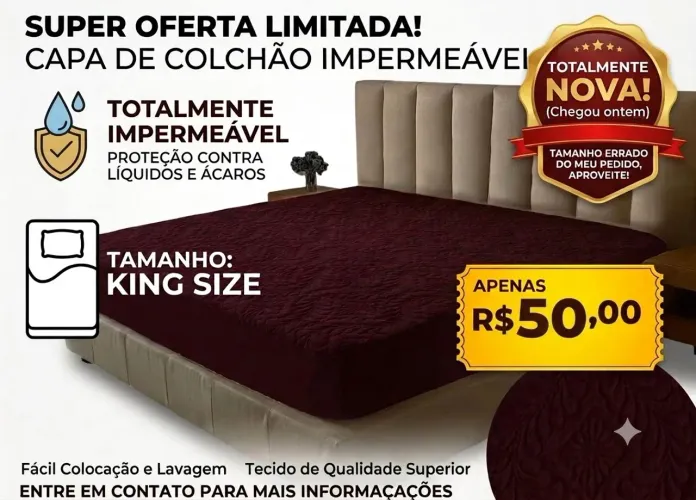 Capa/ protetor de cama king size impermeável