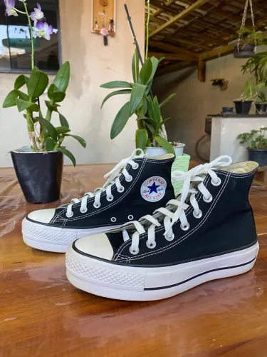All Star Chuck Taylor cano alto preto plataforma Original