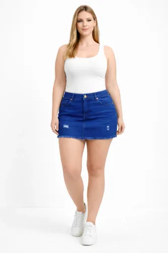 mini saia jeans azul bic