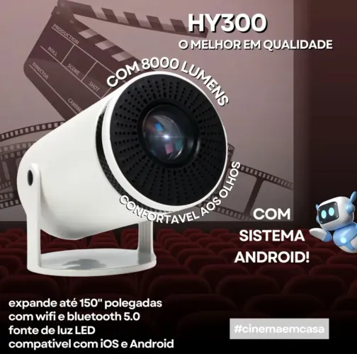 Projetor Portátil 4k Hd Android 11.0 Smart Wifi 5g Bluetooth