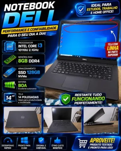 NOTEBOOK DELL I3 10ª GEN 8GB 128GB SSD
