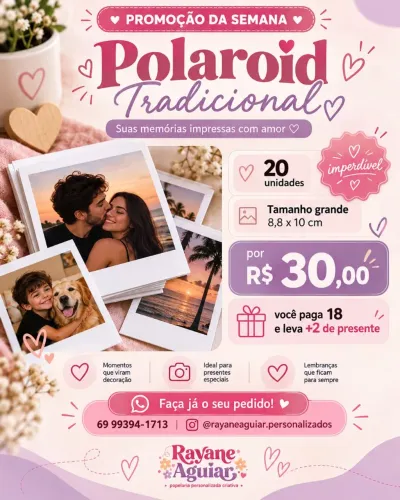 Fotos Polaroids Magnéticas<br>Polaroids personalizadas coFotom preço especial só essa semana!