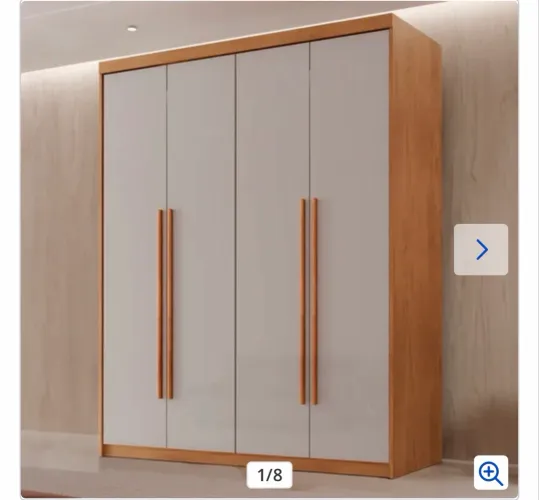 Guarda Roupa Solteiro 4 Portas 2 Gavetas MDF Alonzo 153.5cm Marrom Amêndoa Clean