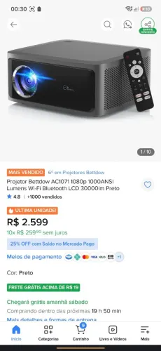 Vendo ou troco KIT PROJETOR + TELÃO + SUPORTE TETO