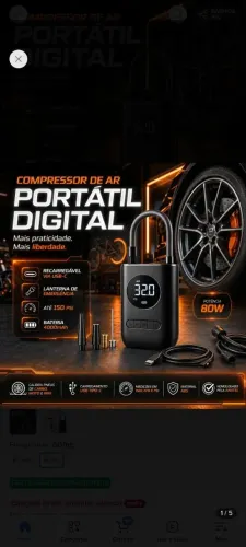 Mini Compressor de Ar Digital Portátil