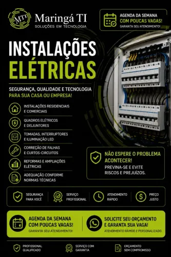 INSTALAÇÕES ELÉTRICAS PROFISSIONAIS | ATENDIMENTO RÁPIDO E VAGAS LIMITADAS!
