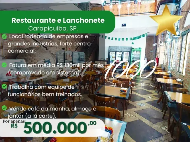 Restaurante e Lanchonete em Carapicuíba, SP. (Cod. 108999)