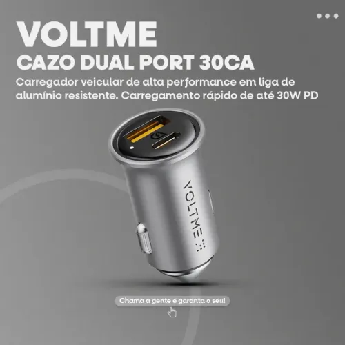 Carregador Veicular 12V Voltme 30w USB-C+A | Carregamento Rápido -Entrega Grátis-