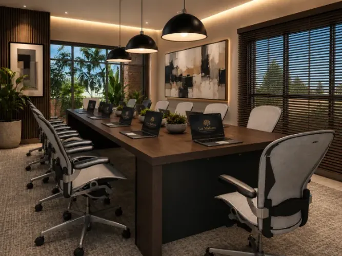 Mesa de Reunião Top Wood Delluxe . Alto Padrão. Com Tomadas. L370cm x P130cm x A74cm