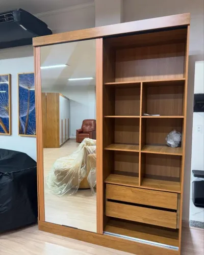 Guarda Roupa Buzios 100% MDF 15mm Espelho Interiro - Monta na Hora