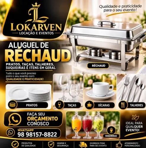 Aluguel de louças e utensílios completos para deixar sua festa, casamento, aniversário ou
