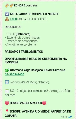 Vagas emprego urgente 