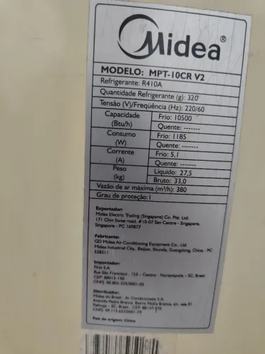 Ar condicionado portátil Midea BTUs 10.500