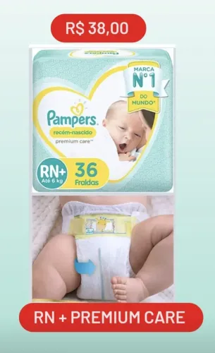 Fraldas Pampers Premium Care RN +  36 Fraldas por 38,00