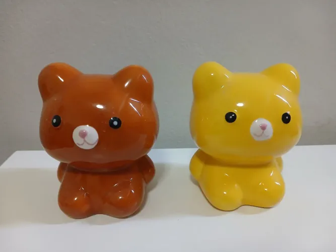 Cofrinhos porcelana ursinho - amarelo e marrom