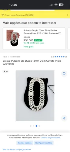 corrente estilo grumet dupla de prata.