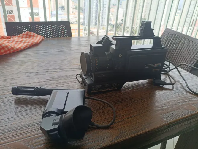 panasonic newvicon omnipro color video camera 1983 com equipamento de microfone