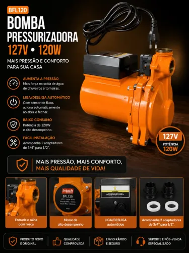 Bomba Pressurizadora Intech Machine BFL120 127V 120W Automática