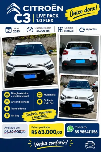 Citroen C3 Live Pack 1.0 Flex 6V 5P Mec. 2025