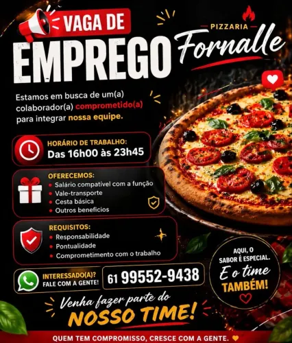 VAGA DE EMPREGO PARA PIZZAIOLO