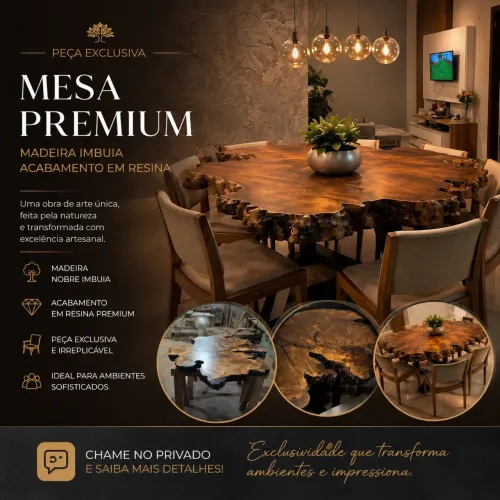 Mesa rústica premium - Imbuia 
