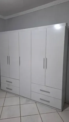 Guarda-Roupa Casal 6 Portas 4 Gavetas Branco - Excelente Estado