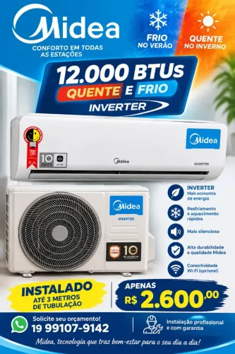AR CONDICIONADO MIDEA INVERTER 12MIL BTUS INSTALADO