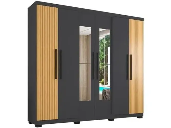 Guarda-roupa Araplac Braga - 6 Portas com Espelho - Estado de Novo