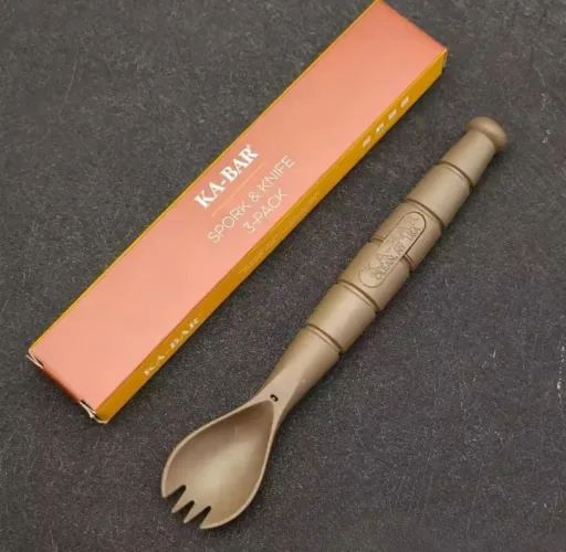 Talher Tático EDC 3 em 1 - Garfo, Colher e Faca Multifuncional