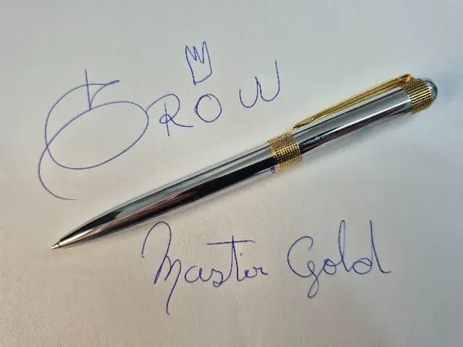 Caneta Crown Master Gold Prata e Dourada - Com Estojo Original