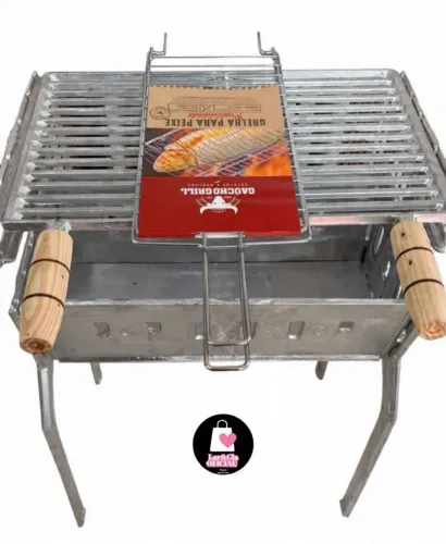 Churrasqueira de alumínio fundido com grelha de peixe 