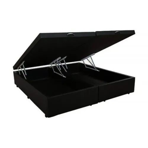 Base Bau Casal Bipartida 2x69x188x40 Corino Preto 
