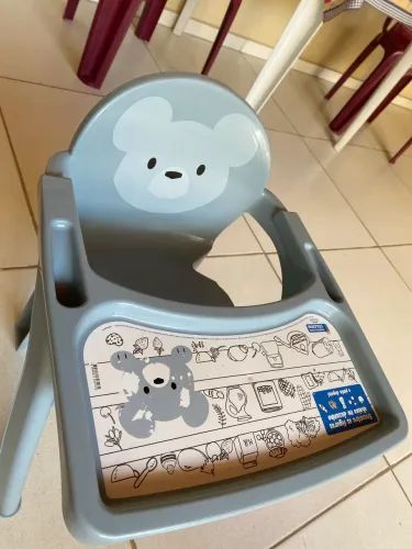 Cadeirinha Bebê Infantil Plasútil Portátil com Bandeja Azul