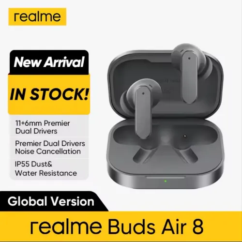 Realme Buds air 8, Cancelamento de Ruído de 55dB Bluetooth 5.4 LHDC 5.0 IP55