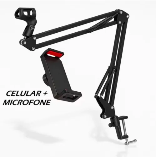 Suporte Articulado de Mesa Universal p/ Microfone, Tablet, Celular, Câmera, Smartphone