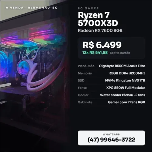 PC GAMER - RYZEN 7 5700X3D + RX 7600 32GB